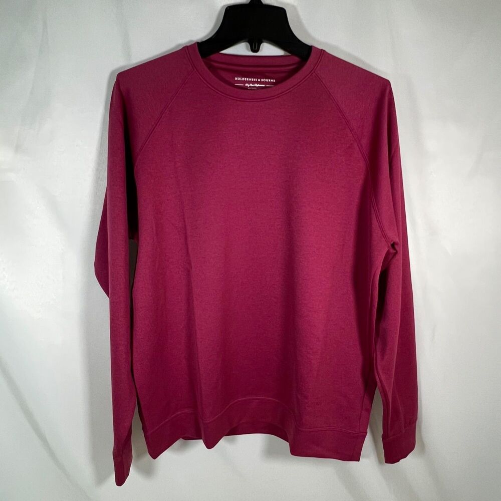 Holderness & Bourne The Betts Crewneck Sweatshirt Red Heathered Claret Men’s Med
